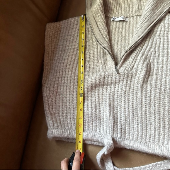 NWOT Zara knit zippered zip vest fall winter dickey layer collar crop cream - Picture 8 of 11